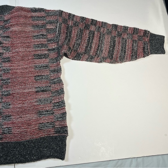 Vtg La Différence Mens 4 Wool V-Neck Sweater Laine Alpaca Mohair Blend Red Black - Picture 13 of 13